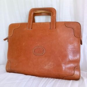 Vintage Leather Briefcase Pelletteria SPIGOLA Italy Brown Laptop Case Travel Bag